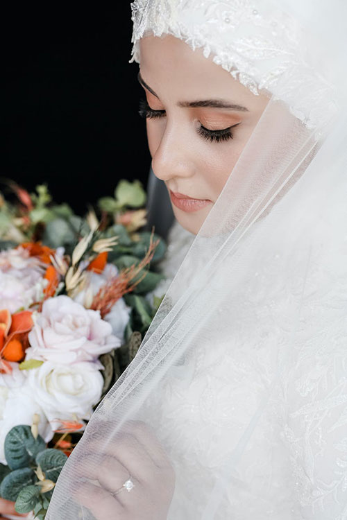 Young bride in hijab veil