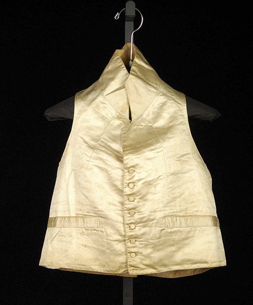 British wedding vest made from silk and linen. It is dated 1808