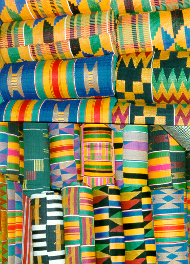 Rolls of kente cloth from Ghana